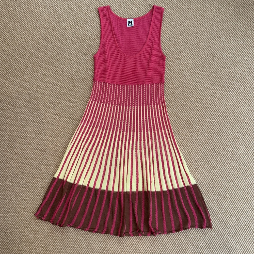 M Missoni Pink, Yellow & Brown Striped Knit Dress - Picture 2 of 6